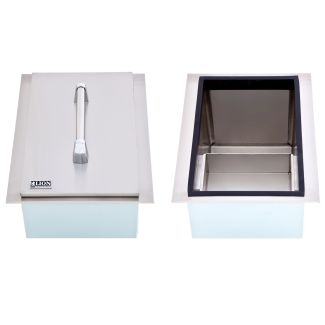 Lion 16-Inch Stainless Steel Drop In Ice Bin With Condiment Tray
