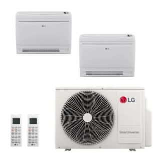 LG 24,000 BTU 2 Zone Low Wall Console Ductless Mini Split System - KUMXB241A / KNUQB091A / KNUQB121A