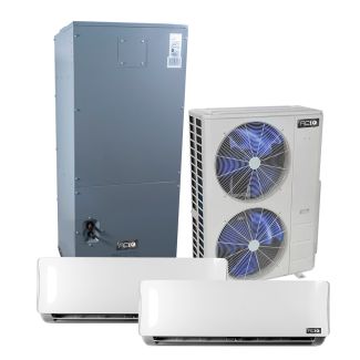 55,000 BTU 21.3 SEER2 ACiQ 3-Zone Wall Mounted Mini Split System w/ Central Air Handler - 9+9+36 - ES-55Z-M5/ACIQ-09W-HH-M-2/ACIQ-36AHB-HH-M