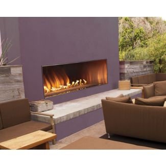 Empire Outdoor 60 Inch Linear Gas Fireplace With Fire Glass - OLL60FP12S / DG1