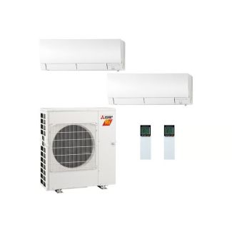 24,000 BTU 20 SEER Mitsubishi Dual Zone Mini Split H2i Hyper Heat Pump System 6+18 - R410A - MXZ-3C24NAHZ2 / MSZ-GS06NA / MSZ-GS18NA