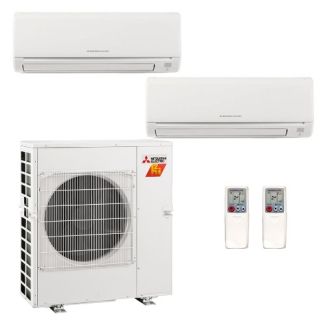 25,000 BTU 19 SEER Mitsubishi Dual Zone  H2i Hyper Heat Pump System 9+15