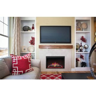 Napoleon Cineview 30" Built-In Electric Fireplace with Remote, Heater, Logs & Glass Media for 120V - NEFB30H