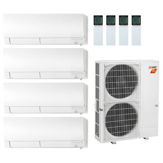 42,000 BTU 19 SEER Mitsubishi Quad Zone H2i Hyper Heat Pump System 6+6+18+18 - Wall Mounted