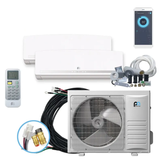 Perfect Aire DIY 24,000 BTU 22 SEER Dual Zone Heat Pump System 12+12 - Wall Mounted