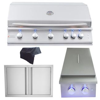 RCS Premier LED 40-Inch 5-Burner Built-In Gas Grill & Outdoor Kitchen Package - RJC40AL