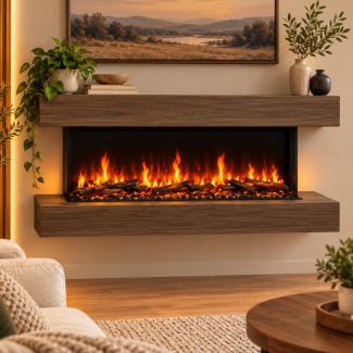 Modern Flames Floating Mantel for 60" Orion Electric Fireplace in Weathered Walnut - WSS-OR60-WW