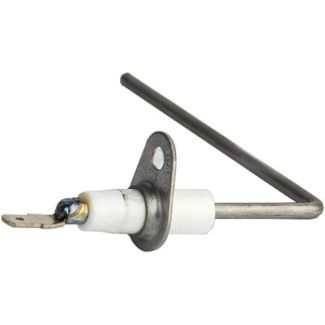 Reznor RZ209973 flame sensor rod with a white ceramic insulator base and a single metal probe sensor.