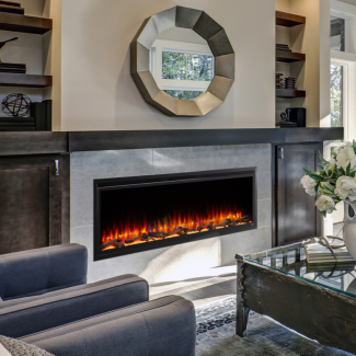 SimpliFire 60" Allusion Platinum recessed linear electric fireplace - SF-ALLP60