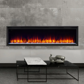 SimpliFire 72" Allusion Platinum recessed linear electric fireplace - SF-ALLP72