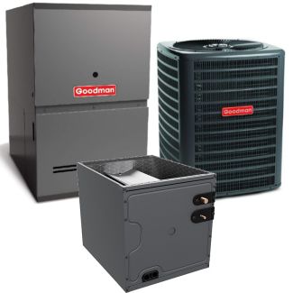 1.5 Ton 15.2 SEER2 80% AFUE 40,000 BTU Goodman Gas Furnace and R32 Heat Pump System - Downflow - GLZS5BA1810 / CAPTA2422A3 / GC9S800403AX