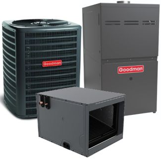 2.5 Ton 13.8 SEER2 80% AFUE 60,000 BTU Goodman Low NOx Gas Furnace and R32 Air Conditioner System - Horizontal - GLXS3BN3010 / CHPTA3026B3 / GR9S800604BX