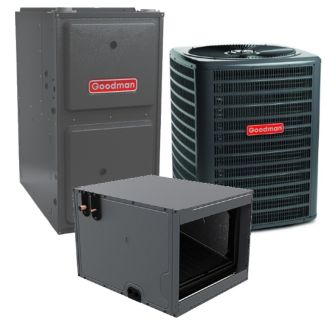 2.5 Ton 13.4 SEER2 92% AFUE 60,000 BTU Goodman Gas Furnace and R32 Air Conditioner System - Horizontal