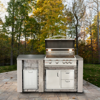 6FT+ Outdoor Kitchen Island - Ready To Assemble W/Blaze 32-Inch Gas Grill & Kitchen Cabinetry - 7530.CI.CO