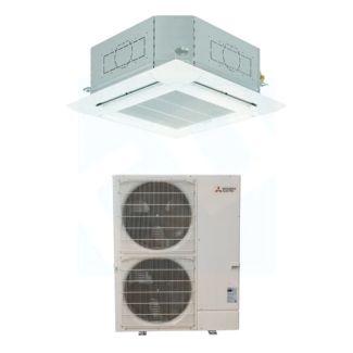 42,500 BTU Mitsubishi P-Series 21 SEER2 Single Ceiling Cassette Mini Split Heat Pump System - R454B | PUY-AK42NL / PLA-AE42NL