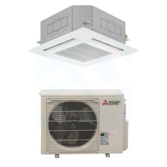 18,500 BTU Mitsubishi P-Series 24.7 SEER2 Single Ceiling Cassette Mini Split Heat Pump System - R454B | PUY-AK18NL / PLA-AE18NL
