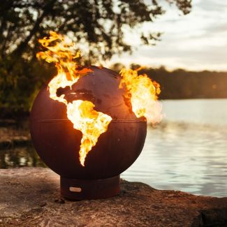 Fire Pit Art 36" Third Rock Artisan Carbon Steel Wood Burning Fire PitTropical Moon