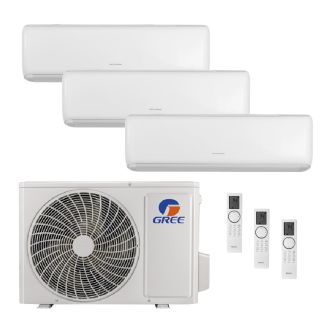 Gree Livo 30,000 BTU 21 SEER2 Tri Zone Wall Mount Mini Split Heat Pump System - R32 | 230V - 9 + 9 + 9 - MUL30HP230V1R32AO / 3-LIV09HP230V1R32AH