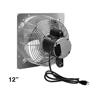 J&D 12” Shutter Fan, Direct Drive, 748 CFM, 1PH, 1/10HP, 115V with 10” Cord