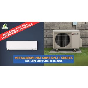 Mitsubishi HM Series mini split indoor and outdoor units with R410A refrigerant limited stock deal in 2025