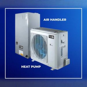 Side-by-side product layout: on the left an ACiQ heat pump with air handler, on the right a furnace, coil cabinet, and AC unit under “VERSUS.”