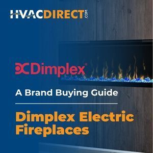 Dimplex electric fireplace with modern linear flame design featured in an HVACDirect brand buying guide