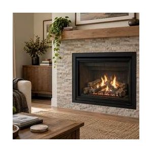 Professionally installed sealed-glass direct-vent gas fireplace