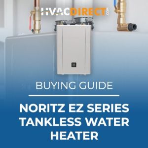 HVACDirect.com Noritz EZ Series tankless water heater buying guide graphic.
