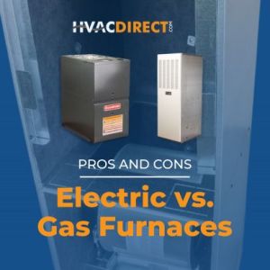 graphic comparing electric vs gas furnaces showing HVACDirect.com heating system guide