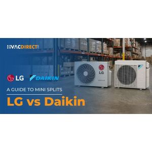 LG vs Daikin mini split systems side by side comparison in warehouse HVAC guide banner