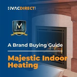 Majestic indoor heating brand buying guide featuring a traditional gas fireplace with wood mantel