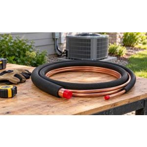Insulated copper refrigerant line set with capped ends