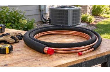 Insulated copper refrigerant line set with capped ends