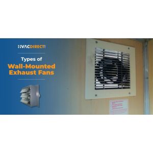 Types of wall-mounted exhaust fans with example wall exhaust fan installed in a building