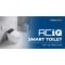 ACiQ smart toilet displayed in a luxury bathroom with HVACDirect branding and promotional text