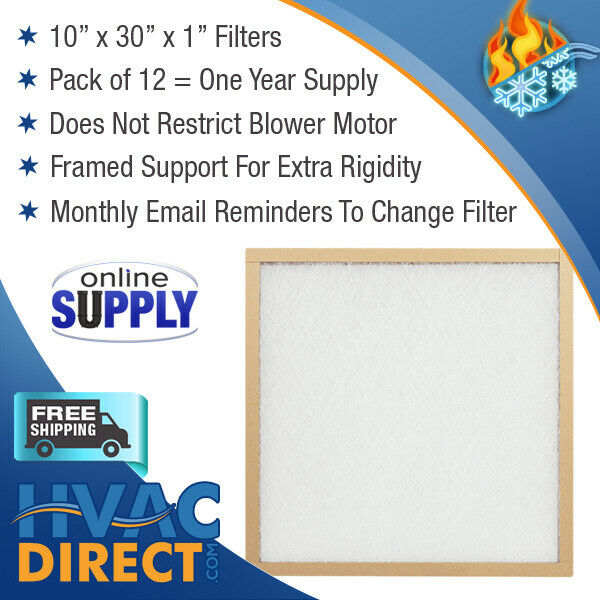 10x30x1 Air Filter One Year Supply Box of 12 AC/Furnace Filters