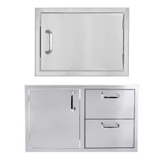 BBQ Direct Outdoor Kitchen 2-Piece Set With 32-Inch Access Door & Double Drawer Combo & 24-Inch Single Access Door