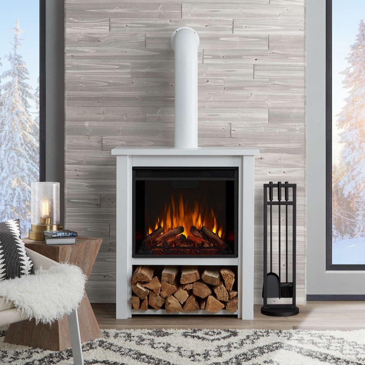 Real Flame 5005E-W Hollis 32-Inch Electric Fireplace With Flue - White |  HVACDirect.com