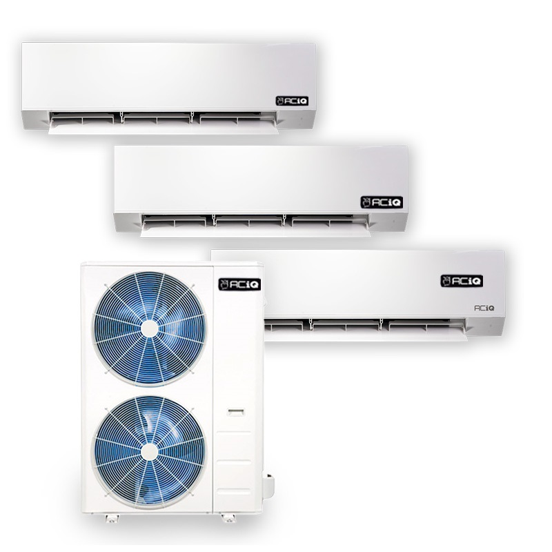 Split System Wall Box 48,000 BTU 23.4 SEER2 ACiQ 3-Zone Wall Mounted Mini Split System w ...