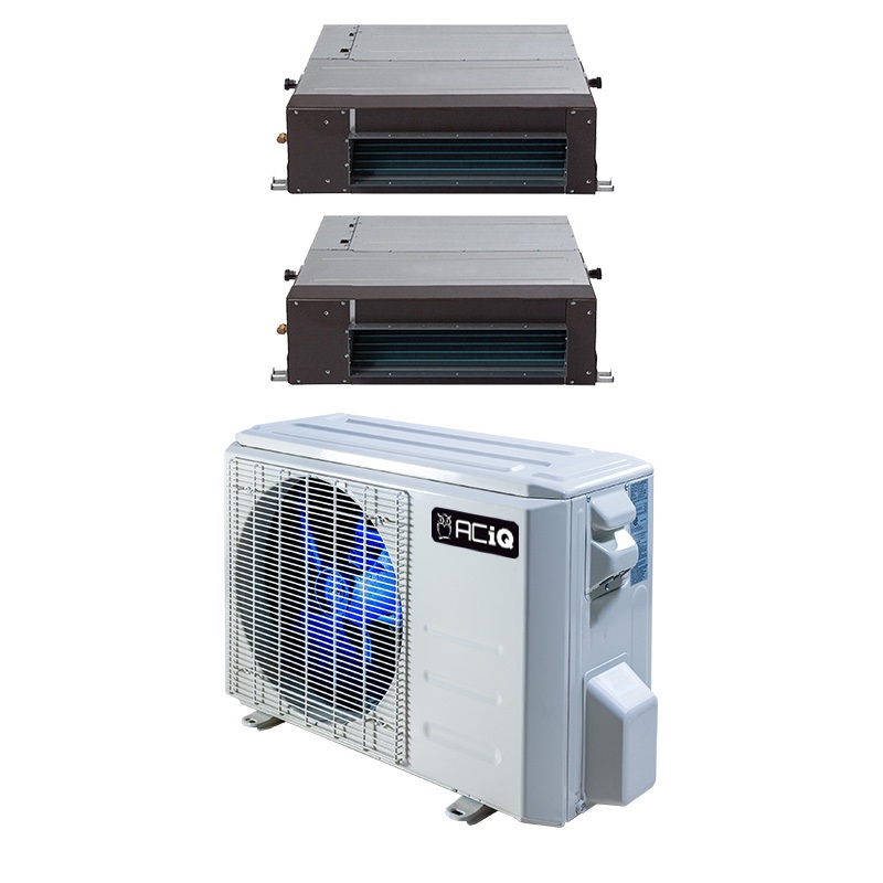 18,000 BTU 19 SEER2 ACiQ 2-Zone Concealed Duct Mini Split System - 9+9 ...