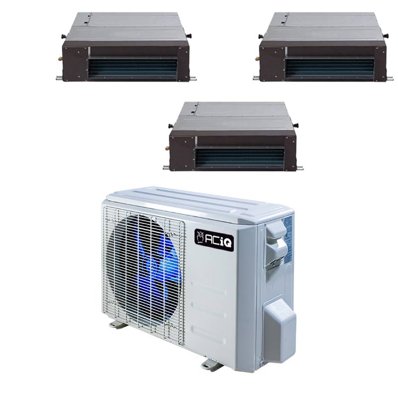 Hidden Split System 27,000 BTU 21 SEER2 ACiQ 3-Zone Concealed Duct Mini Split System - 9+9 ...