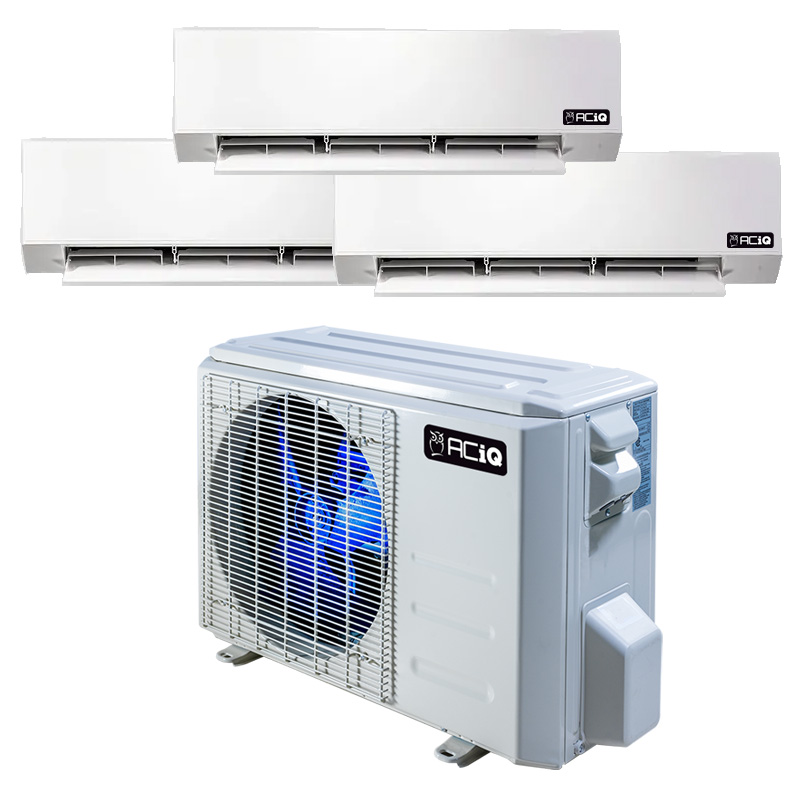 Split System Wall Box 27,000 BTU 24.6 SEER2 ACiQ 3-Zone Wall Mounted Mini Split System w ...