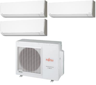 Fujitsu 24,000 BTU 18 SEER Tri Zone Heat Pump System 7+7+9 - Wall ...