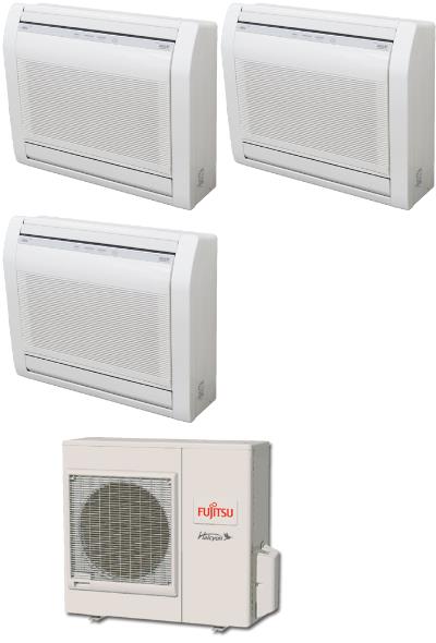 Fujitsu 36,000 BTU 18 SEER Tri Zone Heat Pump System 9+9+15 Floor