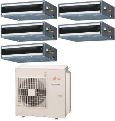 Fujitsu 45000 BTU 17.7 SEER Five Zone Heat Pump System 7+7+7+7+24 -  Concealed Duct