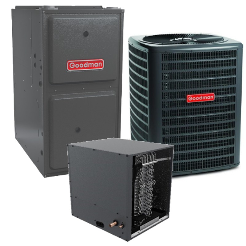4 Ton 14 SEER2 96 AFUE 80,000 BTU Goodman Gas Furnace and Air Conditioner System Horizontal