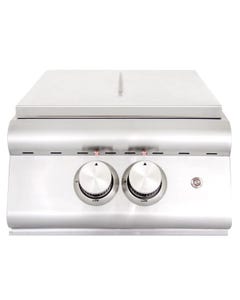 Blaze LTE Built-In Gas High Performance Power Burner W/ Wok Ring & Stainless Steel Lid - BLZ-PBLTE - closed with lid