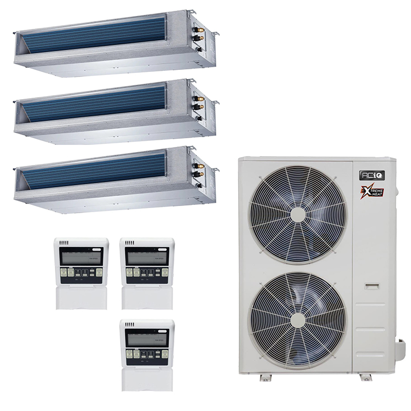 27,000 BTU 21 SEER2 ACiQ 3-Zone Concealed Duct Mini Split System - 9+9 ...