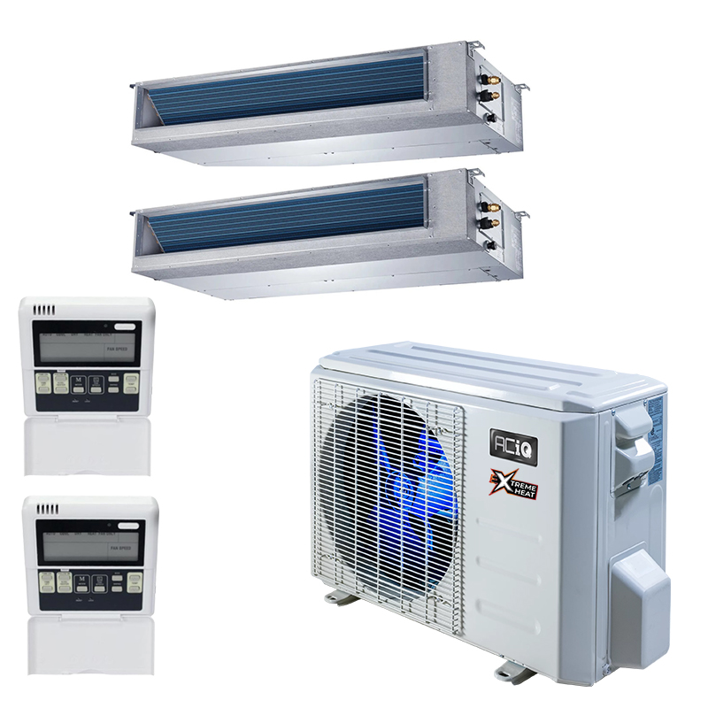 18,000 BTU 19 SEER2 ACiQ 2-Zone Concealed Duct Mini Split System - 12 ...