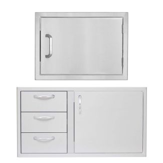 BBQ Direct Outdoor Kitchen 2-Piece Set With 39-Inch Access Door & Triple Drawer Combo & 24-Inch Single Access Door